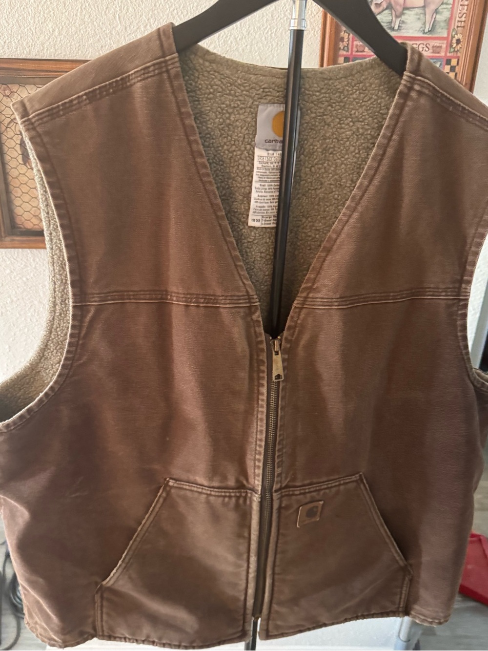 Carhartt Brown Sherpa-Lined Work Vest heavy duty excellent condition size XL